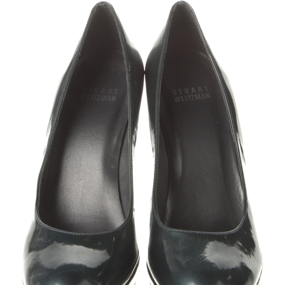 Worn 1x, bottle/forest green 1’ platform, 4.25’ heel